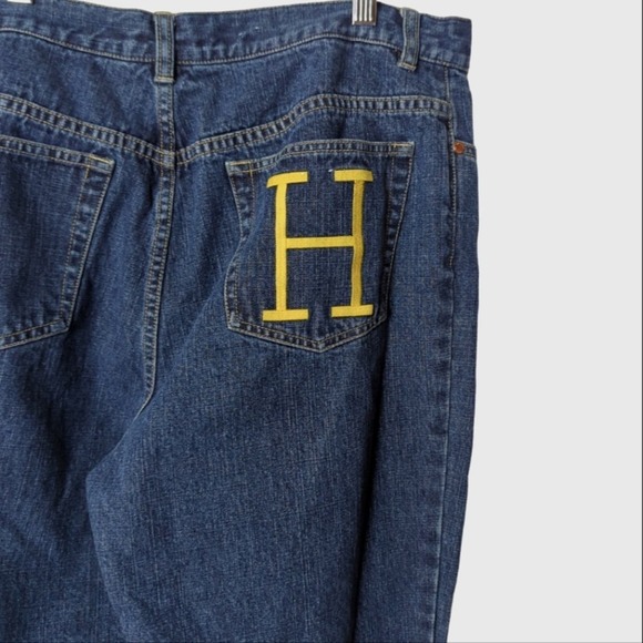 Vintage Tommy Hilfiger Embroidered Logo Wide Straight Leg Rigid Jeans Size 14 - Picture 2 of 6